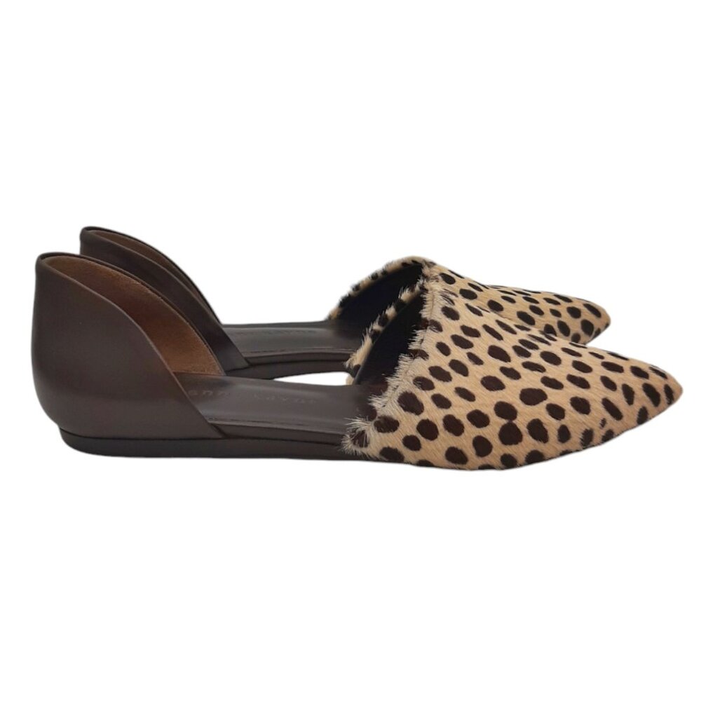 Jenni Kayne Animal Print Fur & Leather Pointed Toe D’Orsay Shoes SZ 38